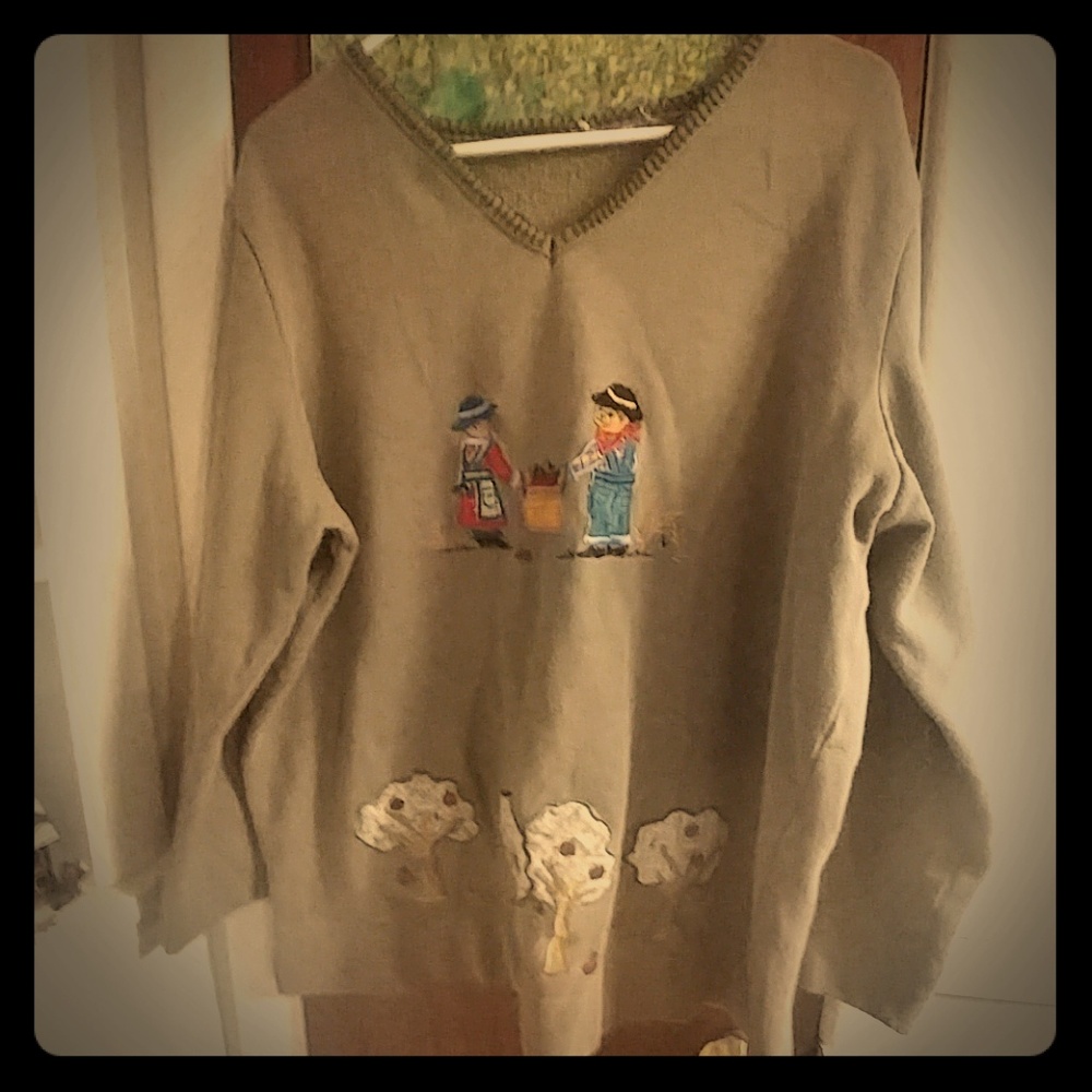 Brown V-Neck Sweater, Teddy Bears Large